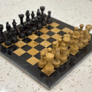 marble chess set black golden