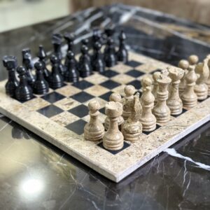 marble chess set coral black