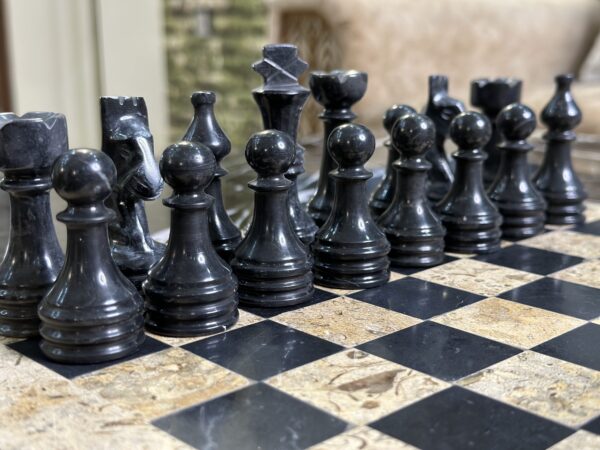 marble chess set coral black