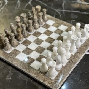 marble chess set grey white