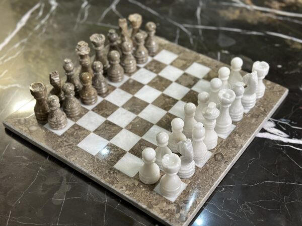 marble chess set grey white