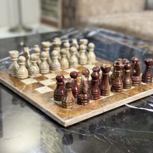 marble chess set red coral