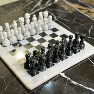 12 Inches Black and White High-Quality Chess Marble Set – Royal