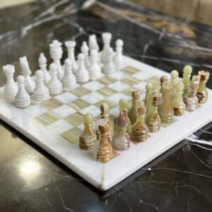 marble chess set white green